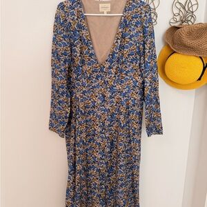 Sezane Victoriana Blue Floral Dress